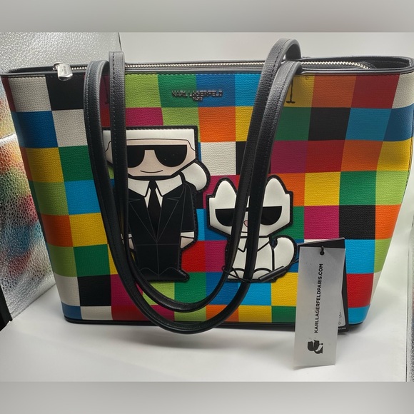 Karl Lagerfeld Colorful Checkered Tote - Picture 1 of 10